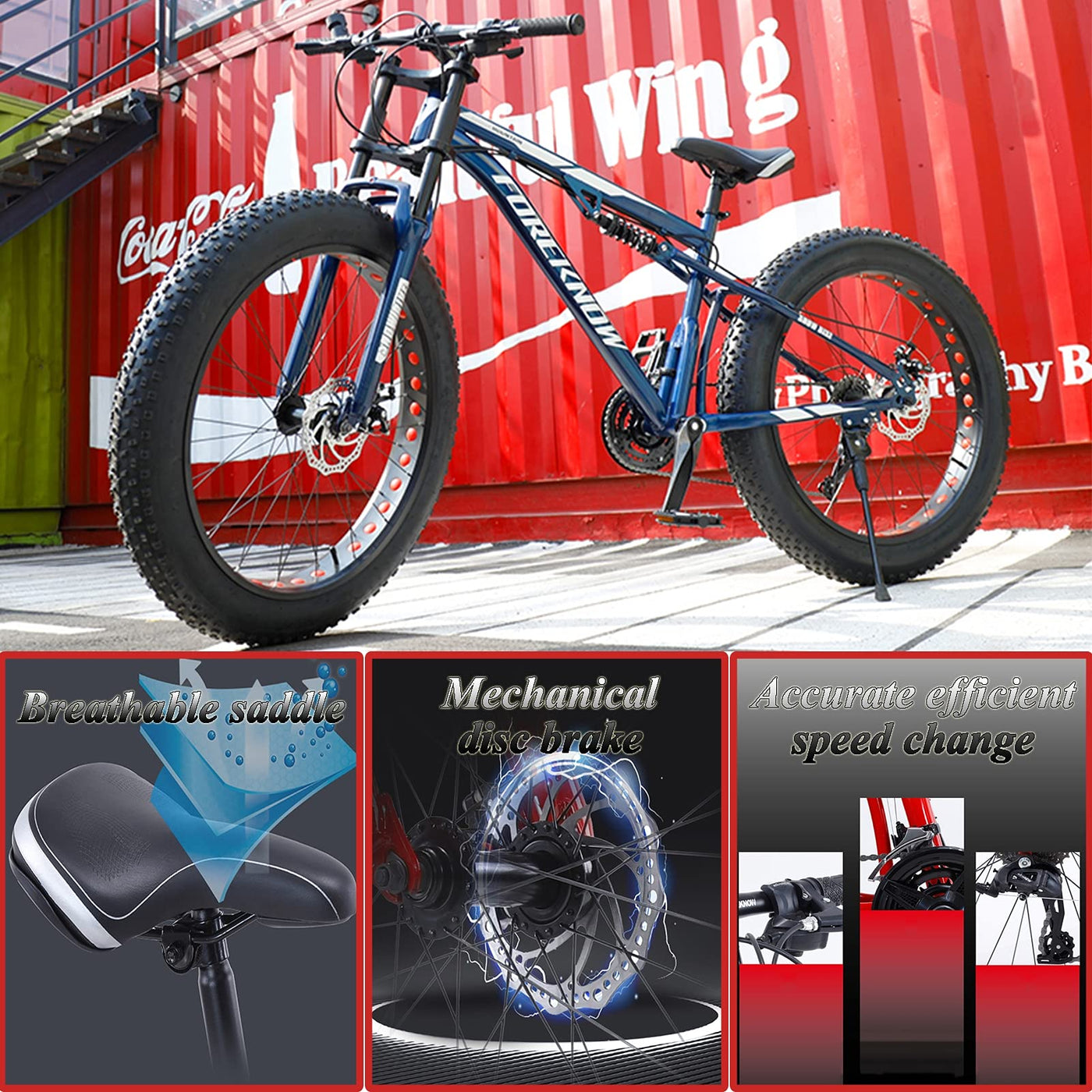 Wmmner Mountainbikes mit Doppelfederung mit Doppelscheibenbremse für Erwachsene, Männer, Frauen, 26/24 Zoll (66/61 cm), rutschfestes Mountainbike, Karbonstahl, Wanderrad