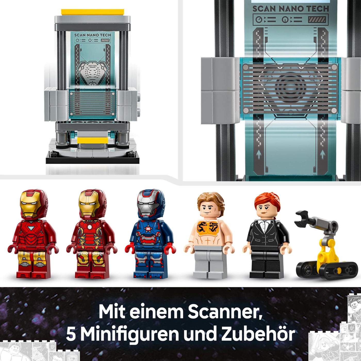 LEGO Marvel Iron Mans Labor: Halle der Rüstungen - Superhelden Spielzeug mit Einer Mech Figur, 5 Minifiguren inkl. Aldrich Killian - Avengers Geschenk für Jungen und Mädchen ab 8 Jahren 76315