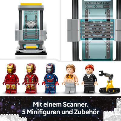 LEGO Marvel Iron Mans Labor: Halle der Rüstungen - Superhelden Spielzeug mit Einer Mech Figur, 5 Minifiguren inkl. Aldrich Killian - Avengers Geschenk für Jungen und Mädchen ab 8 Jahren 76315