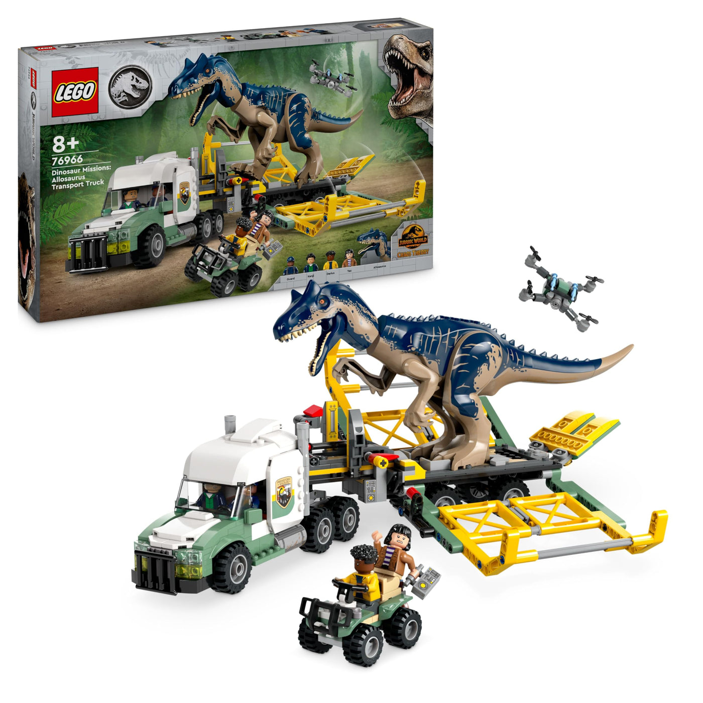 LEGO Jurassic World Dinosaurier-Missionen: Allosaurus-Transporter, Dino-Spielset, Geschenkidee für Kinder mit den Minifiguren Kenji, Darius und Yaz, für Jungen und Mädchen ab 8 Jahren 76966