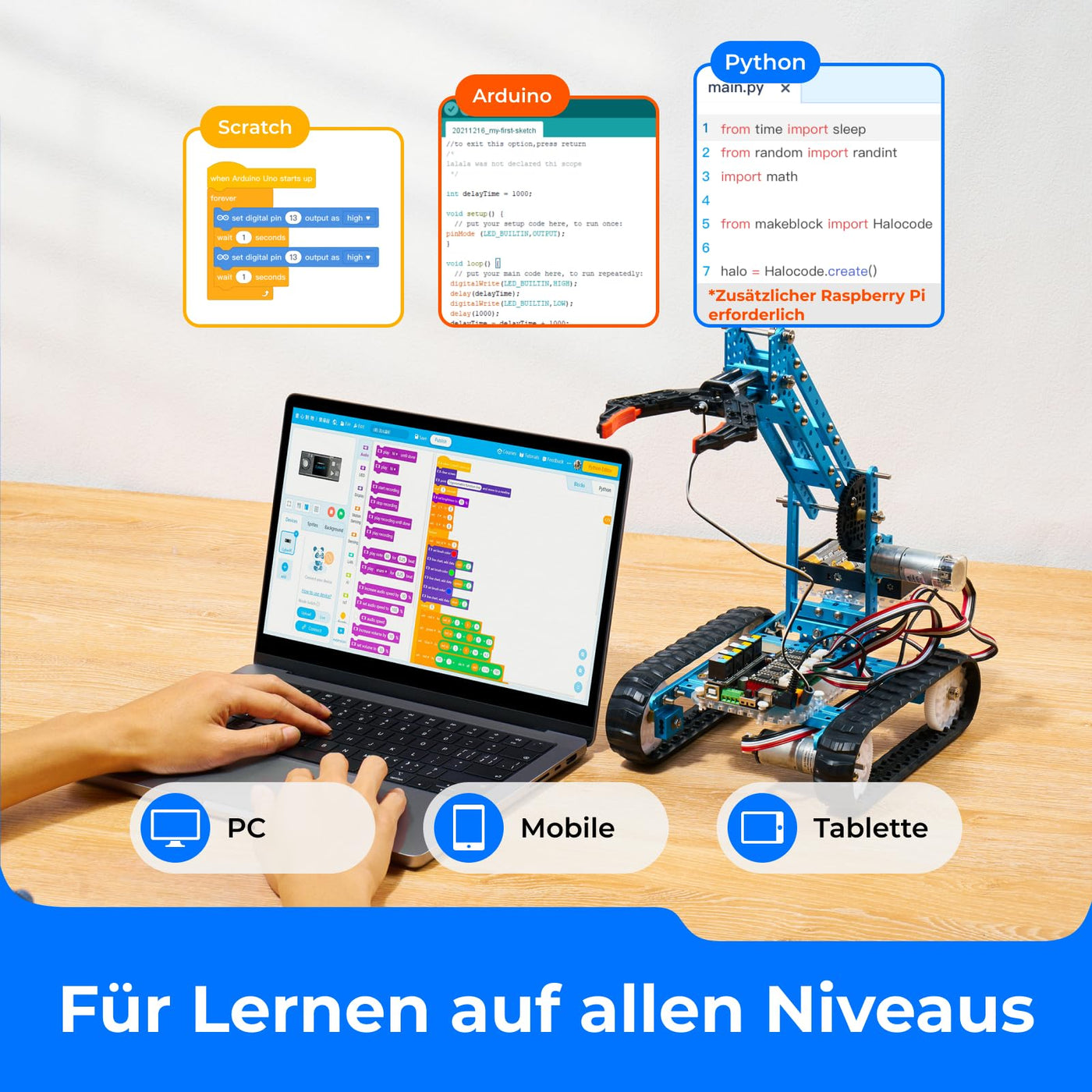 Makeblock mBot Ultimate Roboter Bauen 10 in 1, 160+ Mechanische Bauteile Module für Programmierung Entwicklung, Programmierbarer Roboter Kompatibel mit Programmierung Scratch Arduino, MINT Spielzeug