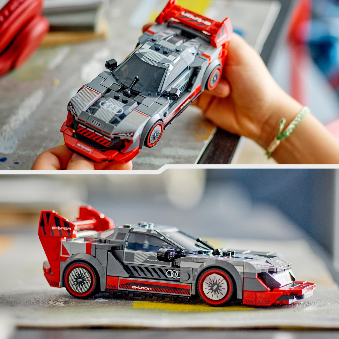 LEGO Speed Champions Audi S1 e-tron Quattro Rennwagen Set mit Auto-Spielzeug zum Bauen, Spielen und Ausstellen, Modellauto für Kinder, Geschenk für 9-jährige Jungs und Mädchen 76921