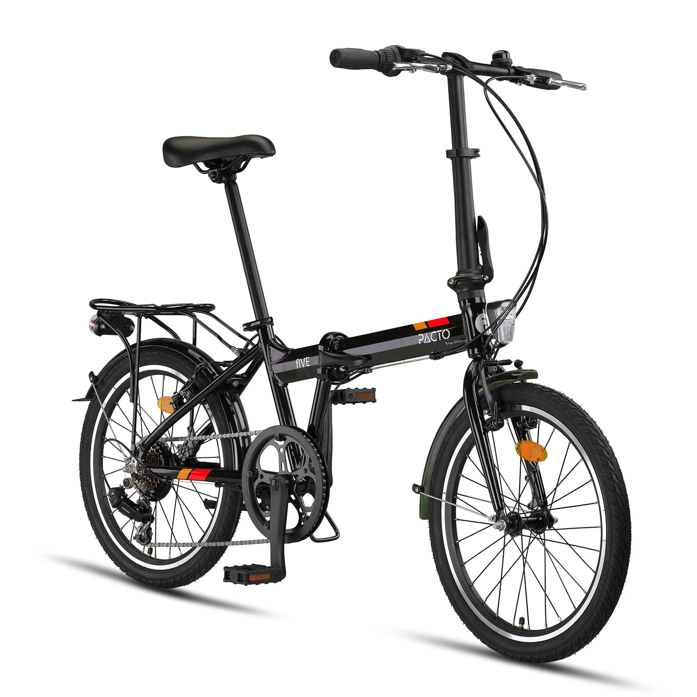 PACTO Five - Hollandrad Hochwertiges Klappfahrrad 27cm Aluminiumrahmen Bike 20 Zoll Aluminiumräder Bicycle, 6 Speed Shimano Gänge Faltrad Klapprad Fahrrad Klappfahrrad Für Erwachsene