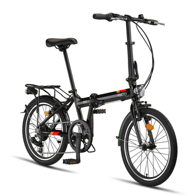 PACTO Five - Hollandrad Hochwertiges Klappfahrrad 27cm Aluminiumrahmen Bike 20 Zoll Aluminiumräder Bicycle, 6 Speed Shimano Gänge Faltrad Klapprad Fahrrad Klappfahrrad Für Erwachsene