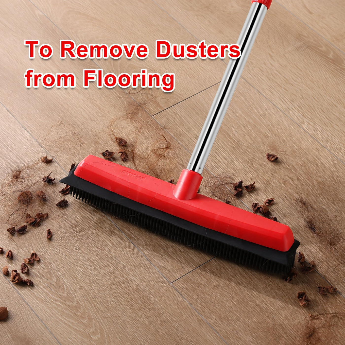 Mitclear Gummibesen mit Ausziehbarer Griff(154cm), Bodenbürste mit Gummiborsten und Bodenabzieher, Besen für Teppich Steinböden Hartholz Fliesen, Katzen Hunde Tierhaar Trapper, Innen-/Außenbereich