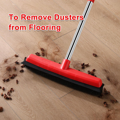 Mitclear Gummibesen mit Ausziehbarer Griff(154cm), Bodenbürste mit Gummiborsten und Bodenabzieher, Besen für Teppich Steinböden Hartholz Fliesen, Katzen Hunde Tierhaar Trapper, Innen-/Außenbereich