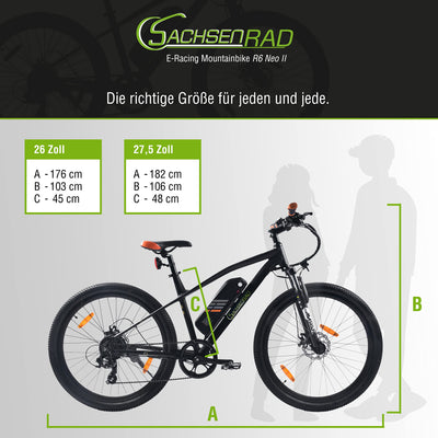 SachsenRAD E-Racing Mountain Bike R6 NEO II V2 TÜV Zertifiziert 500Wh bis 150KM | E MTB nur 21KG extrem leicht Hybrid-hydraulische Bremse| E-Bike Herren Damen Elektrofahrrad German Design Award