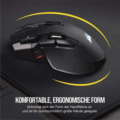 CORSAIR IRONCLAW RGB WIRELESS FPS/MOBA Gaming Mouse - 18.000 DPI - 10 Programmierbare Tasten - Für Große Hände Geeignet - iCUE-Kompatibel - PC, Mac, PS5, PS4, Xbox - Schwarz