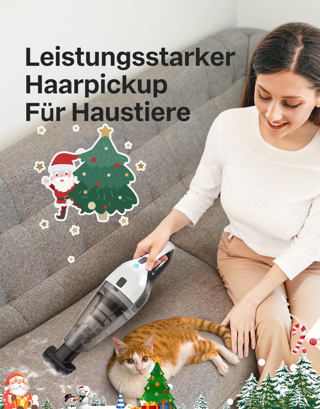 Portutif Handstaubsauger Akku, Starke Saugkraft, Tragbarer Handstaubsauger Kabellos, mit Waschbar HEPA-Filter, 25–30 Minuten Langer Laufzeit, Leicht, für Zuhause und Auto, Teppich, Treppen,Tierhaare