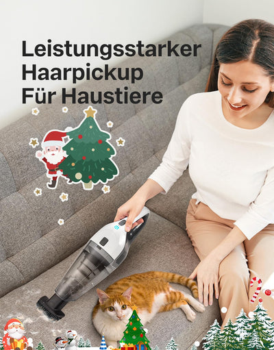 Portutif Handstaubsauger Akku, Starke Saugkraft, Tragbarer Handstaubsauger Kabellos, mit Waschbar HEPA-Filter, 25–30 Minuten Langer Laufzeit, Leicht, für Zuhause und Auto, Teppich, Treppen,Tierhaare