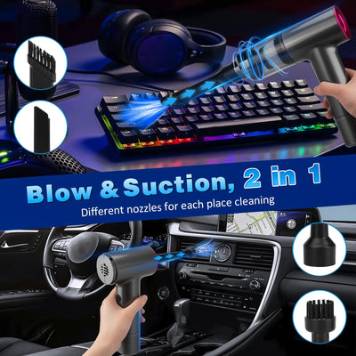 D-Lumina Handstaubsauger，15000PA kabelloser Handstaubsauger Akku mit USB-C Schnellladung，Auto Staubsauger Stark Waschbar mit HEPA-Filter， Hand Vacuum Cleaner für Auto/Haus/Haustiere