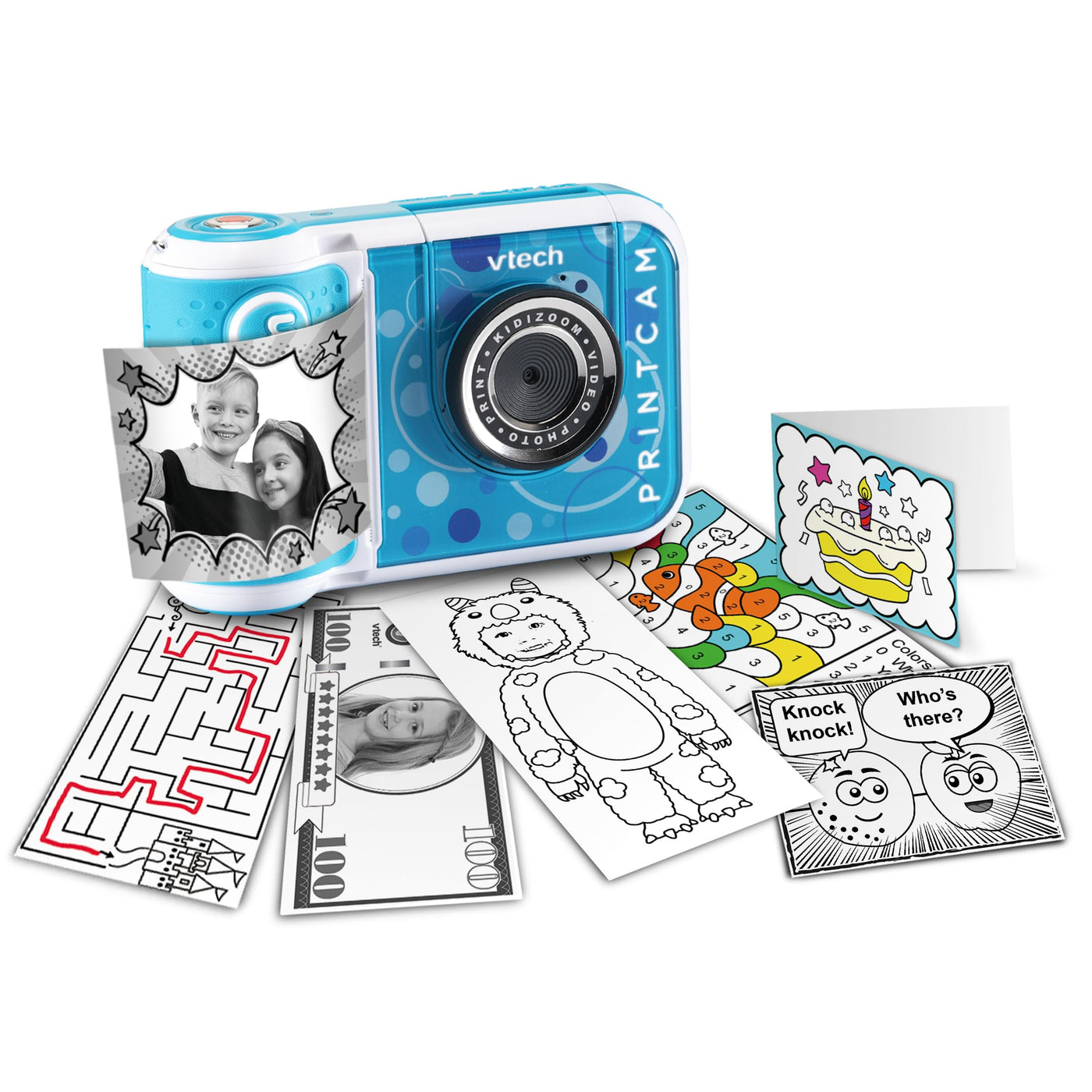 Vtech KidiZoom Print Cam blau – Sofortbild-Kinderkamera mit Druckfunktion,Selfie- und Videofunktion,Effekten,Spielen u. v. m. Für Kinder von 4-12 Jahren