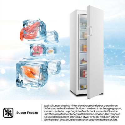 Hisense FV245N4AW2 Gefrierschrank/ TotalNoFrost/ SuperFreeze/ Türalarm/ BigBox/ 169,1 cm/ Gefrierteil 194 l/ 41 dB/ 219 kWh/ Jahr/ Inox-Look, Weiß
