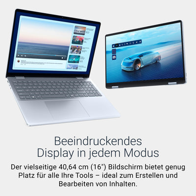 Dell 16 Plus 2-in-1 Laptop Copilot+ PC db06250 – 16" FHD+ Touch Display, Intel Core Ultra 7 Series 2, 16GB RAM, 512GB SSD, Intel Arc Grafik, Windows 11 Home, Beleuchtete Tastatur QWERTZ – Ice Blue
