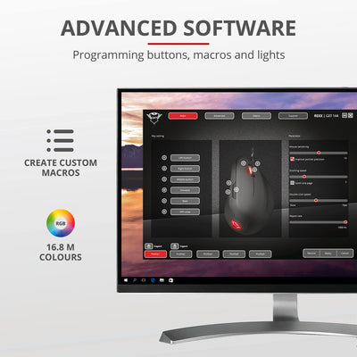 Trust Gaming GXT 144 Rexx Vertikale Gaming Maus, 10.000 DPI, 6-programmierbare Tasten, RGB LED-Beleuchtung, Ergonomisches Design Vorbeugung Gegen Mausarm/Tennisarm (RSI Syndrom) - Schwarz