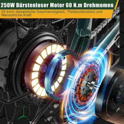 E Bike Klapprad 20 Zoll Elektrofahrräder，E-Faltrad Damen und Herren, 48V 18A*2 Doppelbatterien|250W Heckmotor & 25km/h, Hydraulische Bremse, Tiefeinsteiger E-City Bike/Falt-Pedelec für Erwachsene
