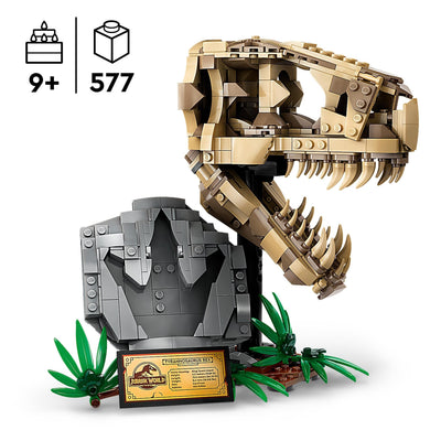 LEGO Jurassic World Dinosaurier-Fossilien: T.-rex-Kopf, Dinosaurier-Spielzeug zum Bauen, Dino-Deko fürs Kinderzimmer, T-Rex-Schädel-Skelett mit Fußabdruck, Geschenk für Jungs und Mädchen 76964