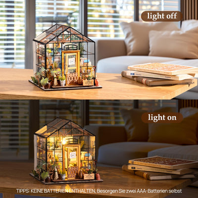 Rolife DIY Miniature House Miniatur Haus Bausatz Selber Bauen mit LED Licht Deko 3D Holzpuzzle Modellbausatz Diorama Modellbau Bastelset für Erwachsene Frauen Kinder