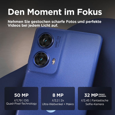 Motorola Moto g85 5G Smartphone (6,67"-FHD+-Display, 50-MP-Kamera, 8/256 GB, 5000 mAh, Android 14) Cobalt Blue, inkl. Schutzcover [Exklusiv bei Amazon]