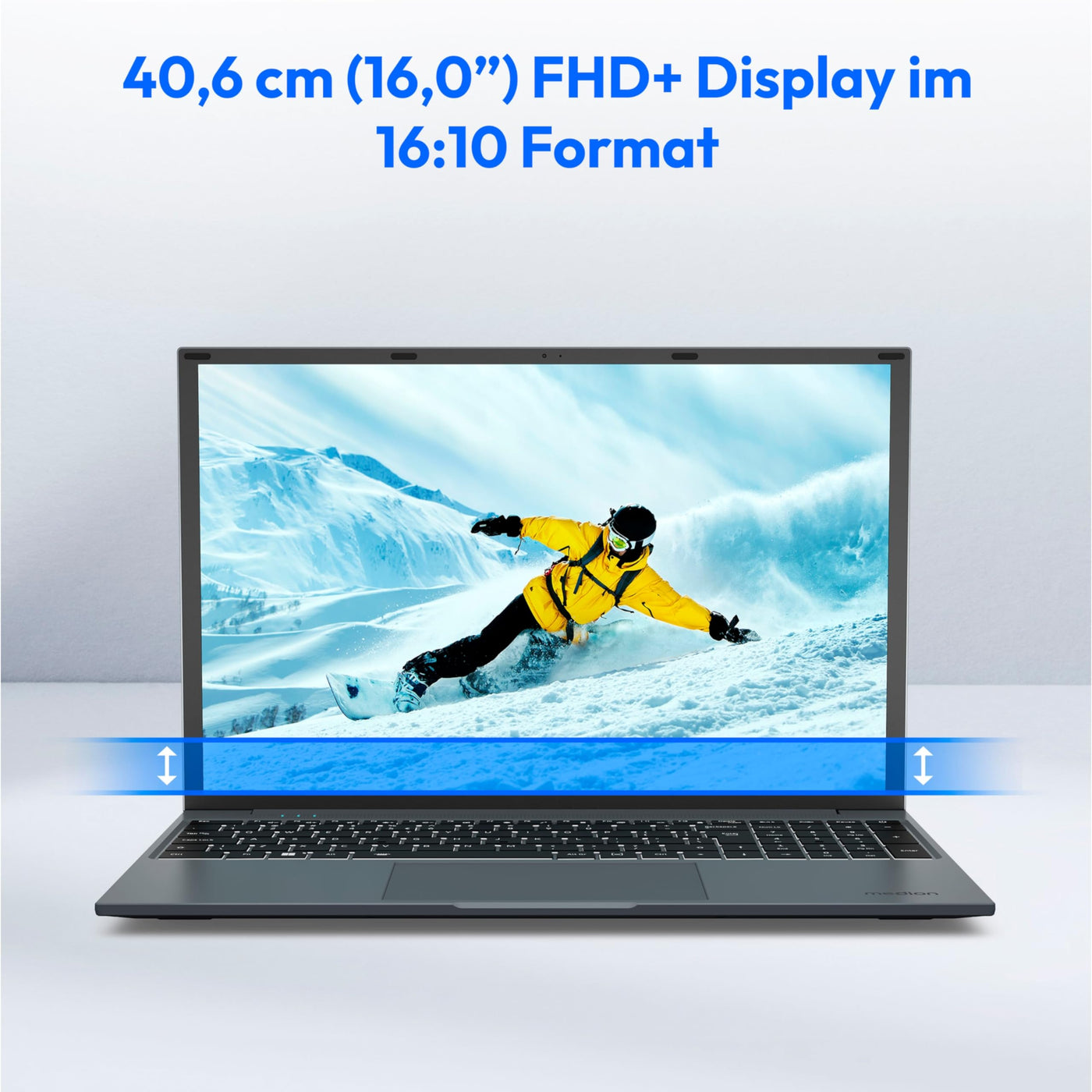 MEDION E16433 0,6 cm (16 Zoll) Full HD+ Laptop (Intel Core i7-1255U, 1TB SSD, 16GB DDR5 RAM, Full HD Webcam, WLAN, Win 11 Home)