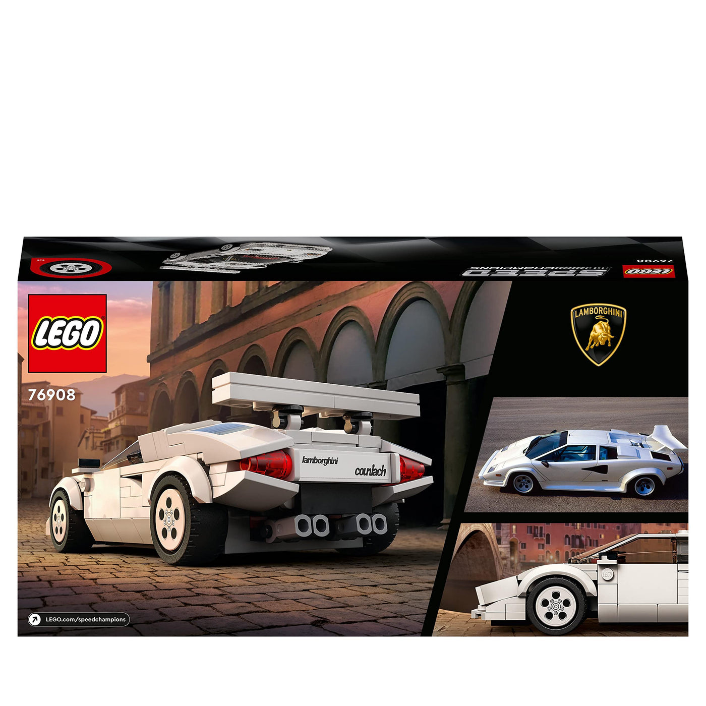 LEGO Speed Champions Lamborghini Countach Bausatz für Modellauto, Auto-Spielzeug mit Cockpit für 2 Figuren, Rennauto als Geschenk für Kinder, Jungen und Mädchen ab 8 Jahre, 2022 Kollektion 76908