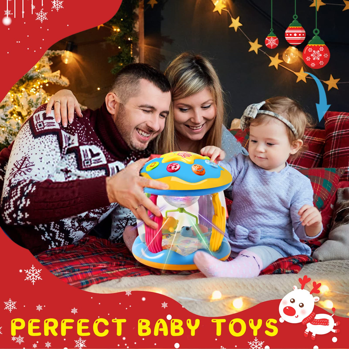 Baby Spielzeug Mädchen Junge Drehender Projektor 12 18 Monate mit Musik/Licht Kinderspielzeug ab 1 2 jahr Kinder Babyspielzeug Geschenk Frühes Lernen für Kleinkind