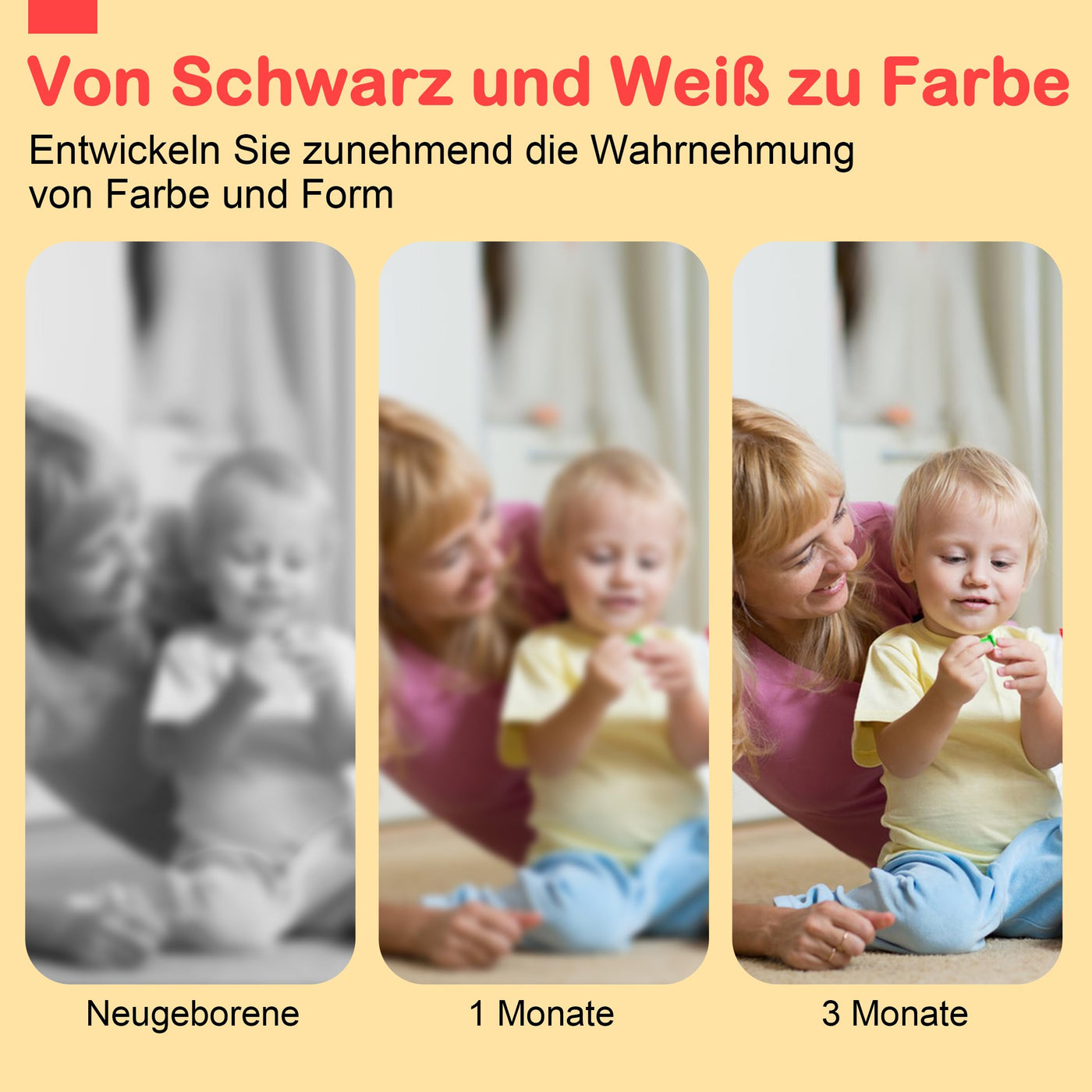 URMYWO Kontrastbuch Baby, Schwarz Weiß Doppelseitig Baby Stoffbuch, Soft Bilderbuch aus Stoff mit Spiegeln, Kinderwagen Kontrast Spielzeug Baby 0 3 6 Monate Geschenk für Babys