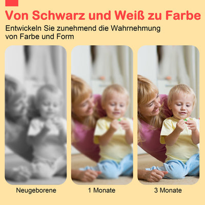 URMYWO Kontrastbuch Baby, Schwarz Weiß Doppelseitig Baby Stoffbuch, Soft Bilderbuch aus Stoff mit Spiegeln, Kinderwagen Kontrast Spielzeug Baby 0 3 6 Monate Geschenk für Babys