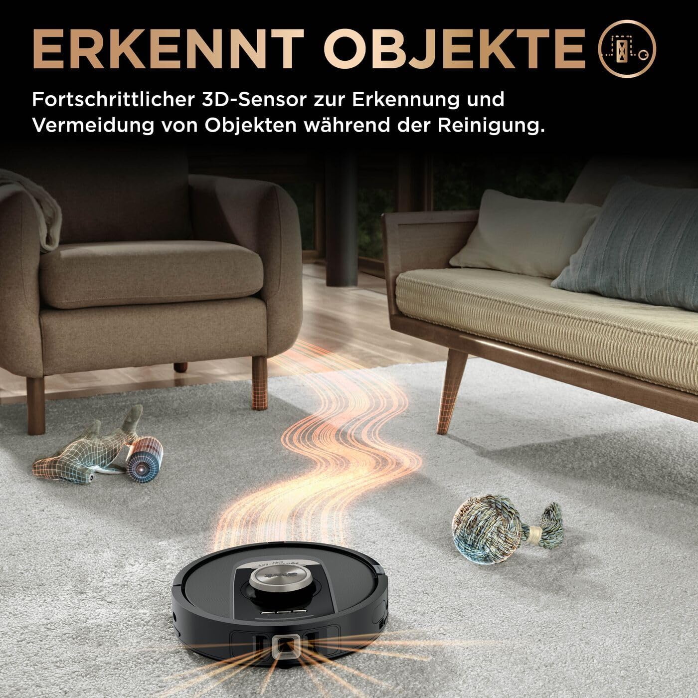 Shark PowerDetect 2-in-1 Saug- und Wischroboter, NeverTouch Pro 60 Tage selbstentleerend, selbstnachfüllend mit 3D & LiDAR-Navigation, NeverStuck-Hindernisumgehung, Schwarz RV2800ZEEU