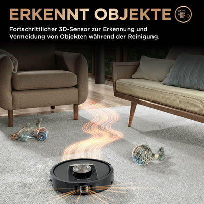 Shark PowerDetect 2-in-1 Saug- und Wischroboter, NeverTouch Pro 60 Tage selbstentleerend, selbstnachfüllend mit 3D & LiDAR-Navigation, NeverStuck-Hindernisumgehung, Schwarz RV2800ZEEU