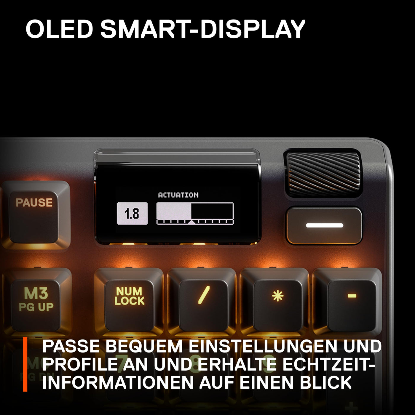 SteelSeries Apex Pro HyperMagnetic Gaming-Tastatur – Die schnellste Tastatur der Welt – Anpassbares Ansprechverhalten – OLED-Bildschirm – RGB – USB-Passthrough – Deutsches Tastatur (QWERTZ)