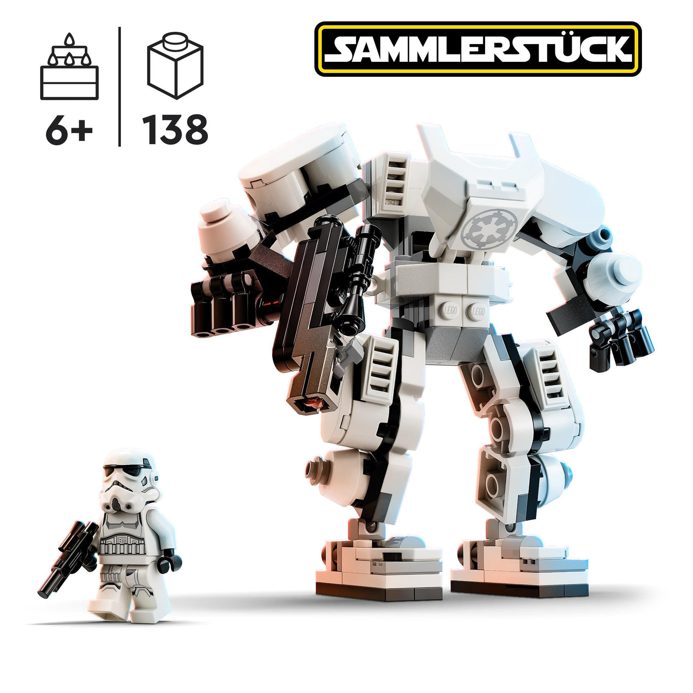 LEGO 75370 Star Wars Sturmtruppler Mech Set, Baubares Actionfigur-Modell mit Gelenkteilen, Minifiguren-Cockpit und großem Stud-Shooter, Sammelspielzeug für Kinder ab 6 Jahren