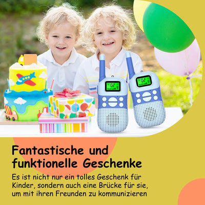 Kidsfun Walkie Talkie Kinder, USB Wiederaufladbar Draußen Spielzeug Walki Talki mit Taschenlampe, Geschenk für Junge und Mädchen ab 3-12 Jahre, 3 Meilen Reichweite für Einkaufen, Freien, Camping