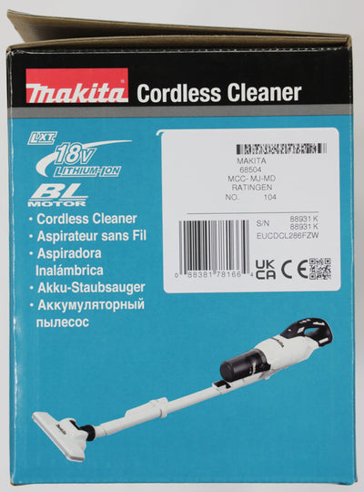 Makita DCL286FZW Akku-Staubsauger 18V mit Zykloneinheit (ohne Akku, ohne Ladegerät)