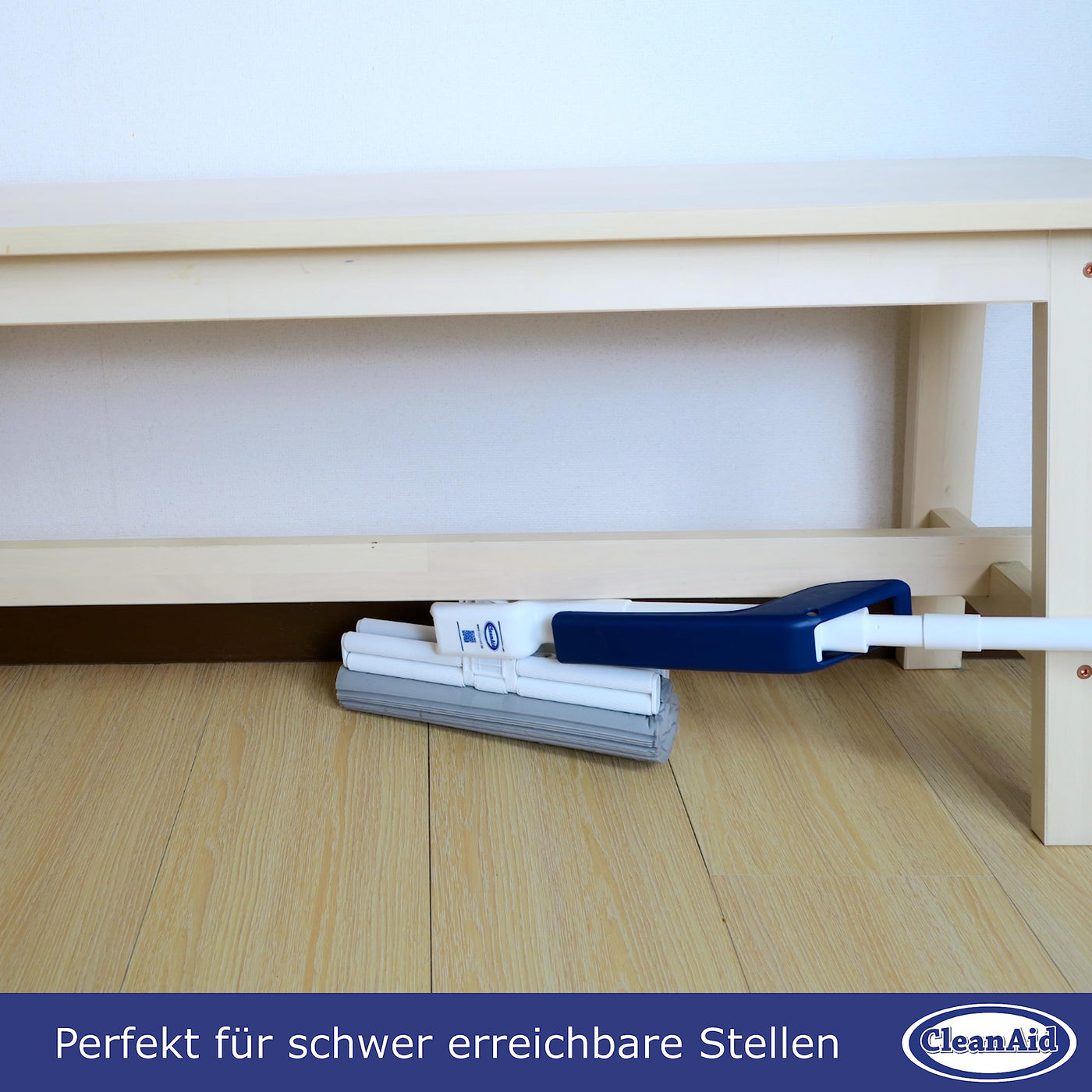 CleanAid OneTouch Magic Wischmopp Bodenwischer - saugstarker PVA Schwamm - Schwammwischmopp mit Auswringfunktion - Tierhaarentferner, optimal für alle glatten Oberflächen, Fliesen, Laminat, Holzboden