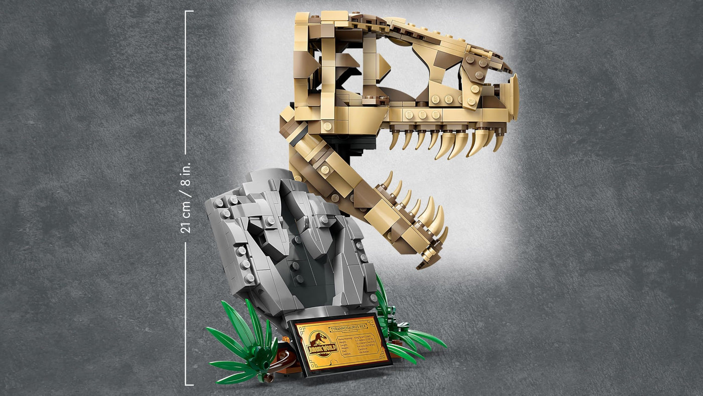 LEGO Jurassic World Dinosaurier-Fossilien: T.-rex-Kopf, Dinosaurier-Spielzeug zum Bauen, Dino-Deko fürs Kinderzimmer, T-Rex-Schädel-Skelett mit Fußabdruck, Geschenk für Jungs und Mädchen 76964