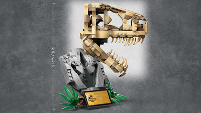 LEGO Jurassic World Dinosaurier-Fossilien: T.-rex-Kopf, Dinosaurier-Spielzeug zum Bauen, Dino-Deko fürs Kinderzimmer, T-Rex-Schädel-Skelett mit Fußabdruck, Geschenk für Jungs und Mädchen 76964