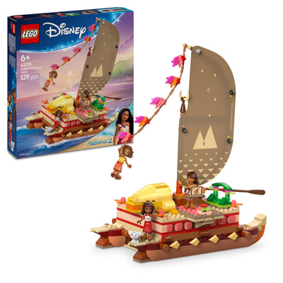 LEGO ǀ Disney Vaiana 2: Vaianas Abenteuerfloß - Spielzeug Boot mit Textilsegel, abnehmbarem Deck, Lagerfeuer & 3 Minifiguren, inkl. Loto und Moni – Geschenk für Mädchen ab 6 Jahren & Fans – 43270