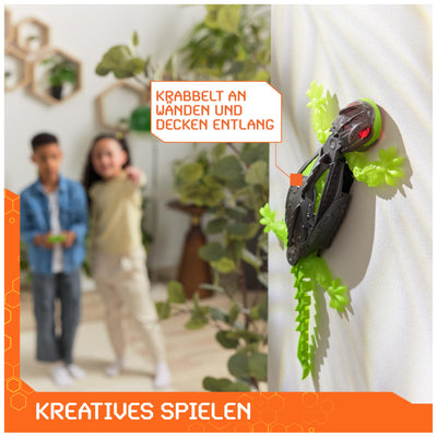 Hex Bots - Wall Crawler Gecko, ferngesteuerter Gecko, der an Wänden und Decken entlang krabbelt, mit leuchtenden LED-Augen, mit Fernbedienung, realistische Bewegungen, für Kinder ab 4 Jahren
