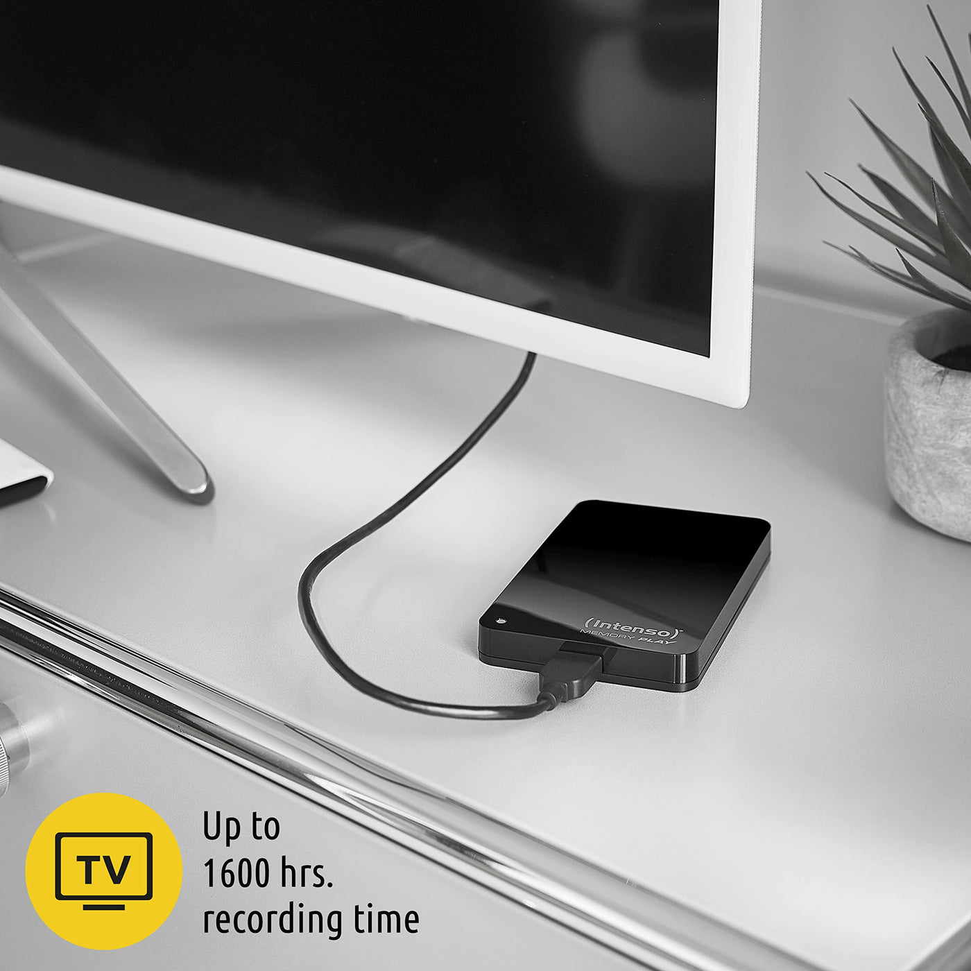 Intenso 6021480 Memory Play Portable Hard Drive 2TB, tragbare externe TV-Festplatte - 2,5 Zoll, 5400 U/min, 8MB Cache, USB 3 inkl. TV-Halterung, schwarz
