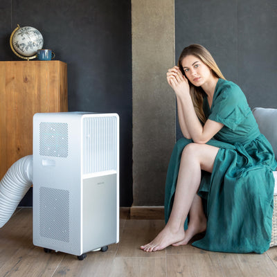 Cecotec - Mobile Klimageräte ForceClima 9450 Style Heating, 9000 BTU, Abdeckungsbereich 25 m2, Fernbedienung, Berührung, LED -Bildschirm, 5 Modi, 2 Geschwindigkeiten, Wärmepumpe, Timer