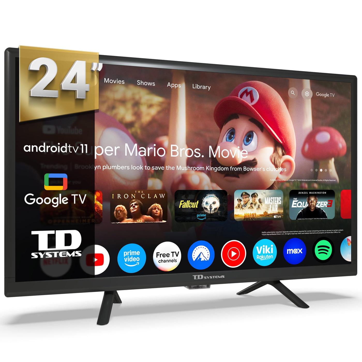 TD Systems - 24 Zoll Smart TV, HD DVB-T2/C/S2 Television, Android 11, Modell 2024, Fernseher mit 2 Jahren Garantie - PRIME24C19GLE