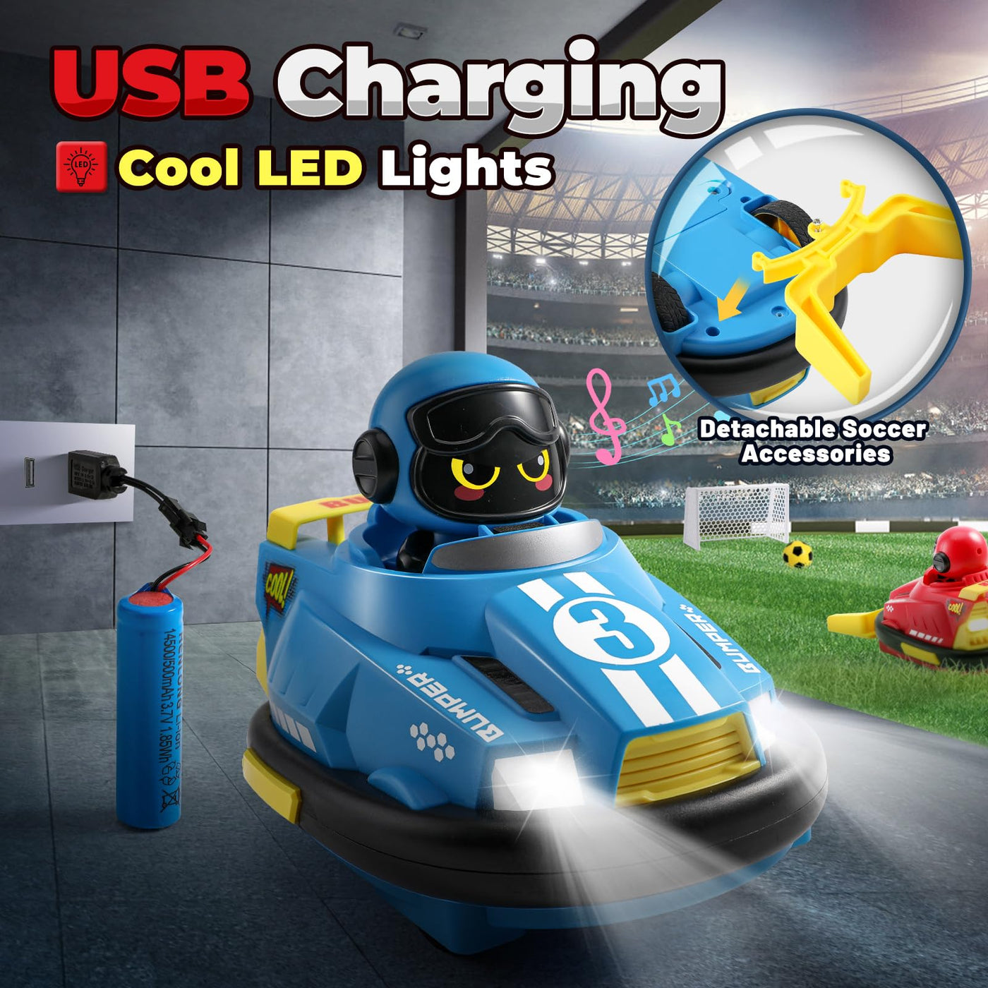 FRUSE Ferngesteuertes Auto ab 3 Jahre,2 Stück Autoscooter Ferngesteuert Kinder,RC Bumper Cars mit Musik und Licht,2,4 GHz Ferngesteuertes Fußballwagen RC Auto Spielzeug,Geschenke für Jungen Mädchen