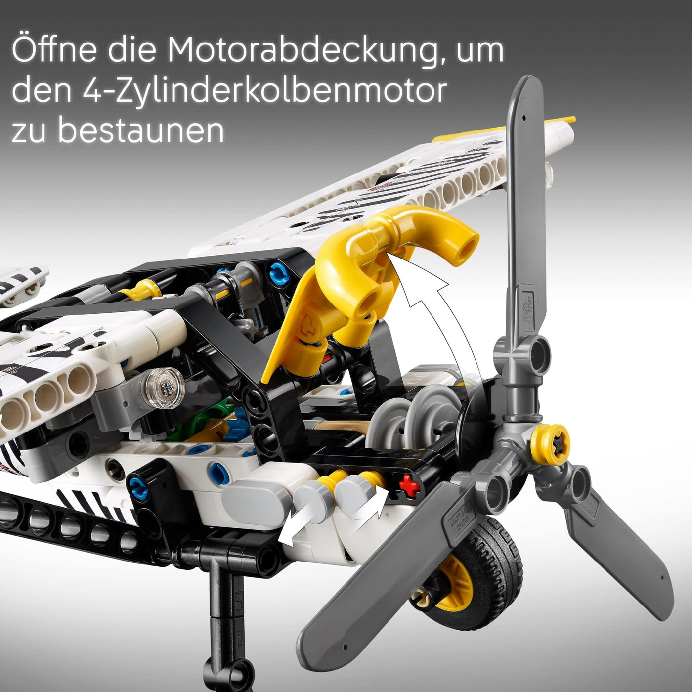 LEGO Technic Propellerflugzeug, Baubares Flugzeug Spielzeug für Kinder, Geschenk für Jungen und Mädchen ab 8 Jahren, Modellflugzeug mit drehendem Propeller und 4-Zylinderkolbenmotor 42198