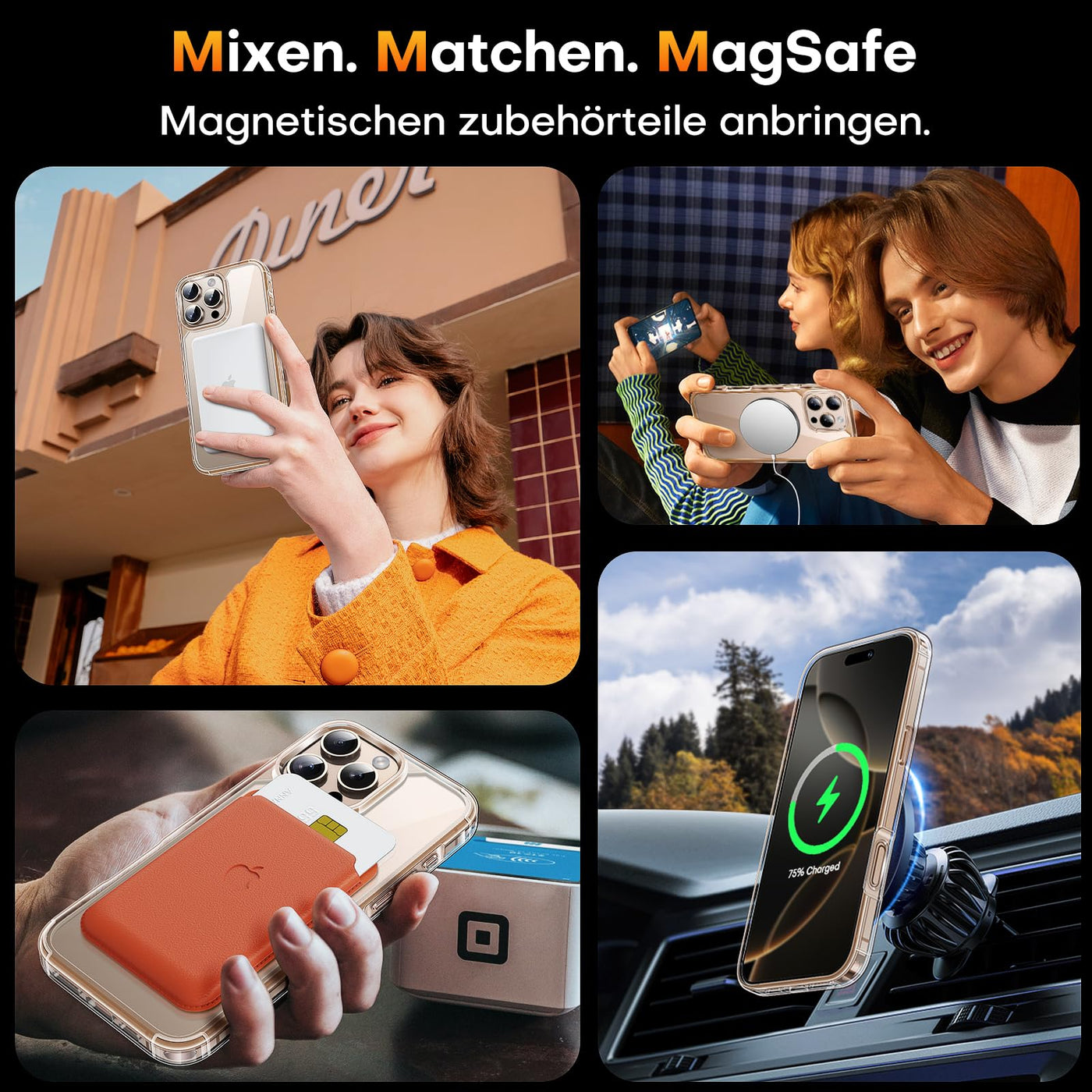 TAURI 5 in 1 für iPhone 16 Pro hülle, Handyhülle für iPhone 16 Pro Case, [Kompatibel mit MagSafe] [Vergilbt Nicht] Schlanke, Stoßfeste Telefon Hülle - Magnetisch Transparent