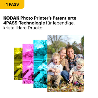 KODAK Dock Plus 4PASS Mobiler Fotodrucker (10x15cm) + Paket mit 90 Blatt