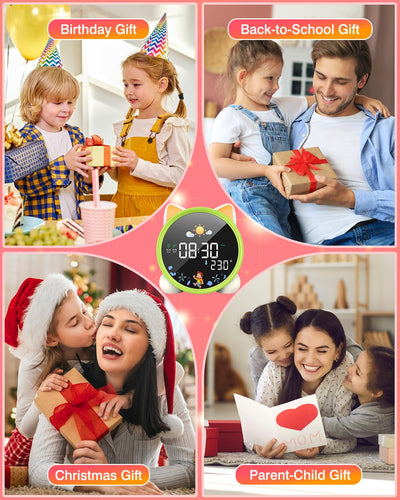 Lemnoi Wecker für Kinder, Kinder Schlaftrainer für Jungen und Mädchen, Batteriebetrieben Kinderwecker Lichtwecker mit Nachtlicht, Countdown, Snooze-Funktion, 3 Helligkeitsstufen und Buntem Licht