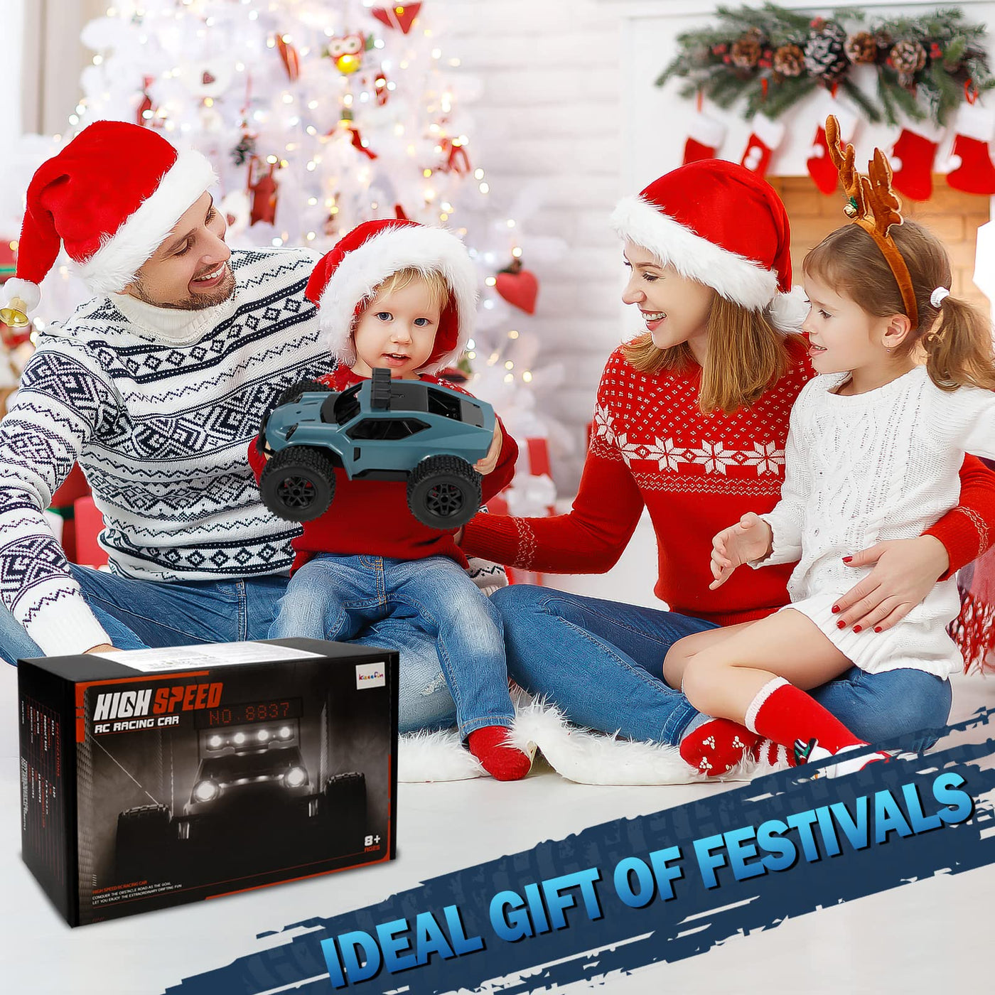 Kizeefun Ferngesteuertes Auto, 2.4Ghz 1/20 RC Auto Geländewagen 20 km/h Alle Gelände, Elektrisches Spielzeug, Offroad mit 2 AKKU 50min Spielzeit und LED Scheinwerfer, Geschenk für Kinder