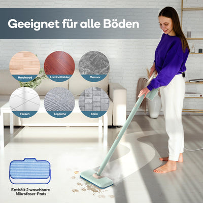 Newbealer Dampfreiniger 2-in-1 mit abnehmbarem Handdampfreiniger, 1200 W, 3 einstellbare Dampfstufen, Teppichgleiter, 7 Zubehörteile und 2 Mikrofasertücher, für Boden und Teppich