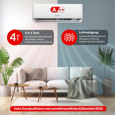 Split Klimaanlage 9000 BTU HANTECH H-PRO Heiz-&Kühlfunktion, Luftfilter, WIFI, Montagematerial